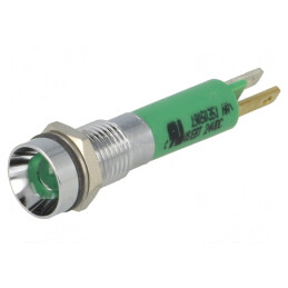 Lampă de control LED verde 24VDC 8mm IP67 metal