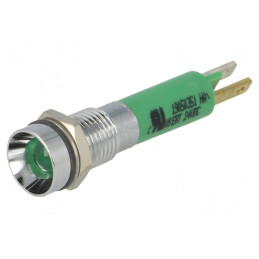 Lampă de control LED verde 24VDC 8mm IP67 metal | Electronic-mag.ro | Componente Electronice