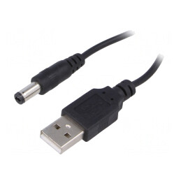 Cablu USB A la DC 5,5/2,1 Negru 0,8m | Electronic-mag.ro | Componente Electronice