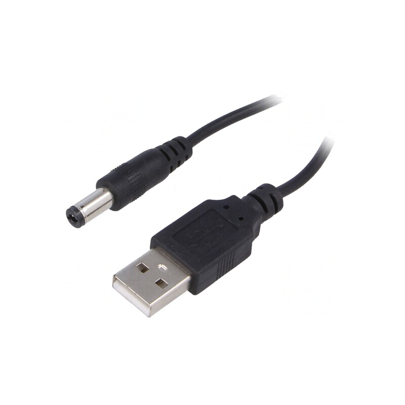 Cablu USB A la DC 5,5/2,1 Negru 0,8m | Electronic-mag.ro | Componente Electronice