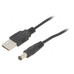 Cablu USB A la DC 5,5/2,5 Negru 0,8m | Electronic-mag.ro | Componente Electronice