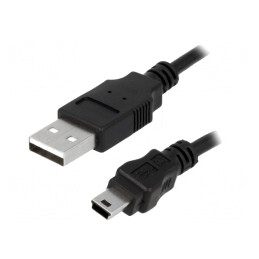 Cablu USB 2.0 A-B Mini 3m Negru | Electronic-mag.ro | Componente Electronice