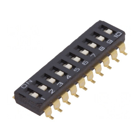 Comutator DIP-SWITCH 10 Secțiuni ON-OFF 0,025A 24VDC | Electronic-mag.ro | Componente Electronice