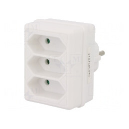 Conector Alimentare AC Splitter Alb 3x Soclu | Electronic-mag.ro | Componente Electronice