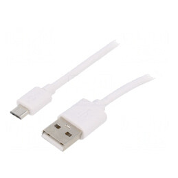 Cablu USB 2.0 A la Micro B 2m Alb | Electronic-mag.ro | Componente Electronice