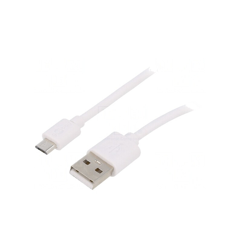 Cablu USB 2.0 A la Micro B 2m Alb | Electronic-mag.ro | Componente Electronice