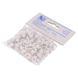 Element de susținere cablu rotund alb 5mm 100 buc. | Electronic-mag.ro | Componente Electronice