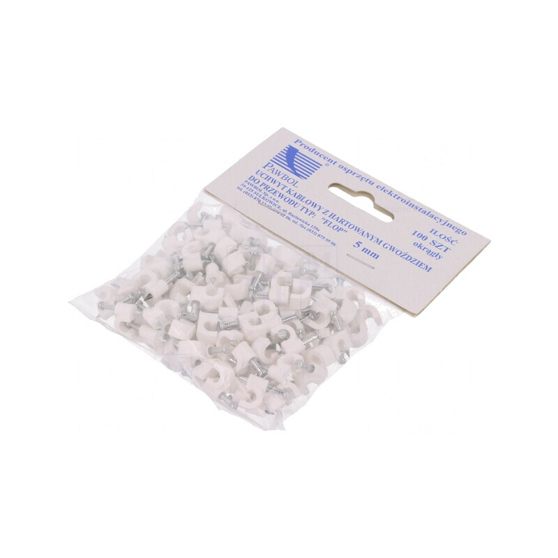 Element de susținere cablu rotund alb 5mm 100 buc. | Electronic-mag.ro | Componente Electronice