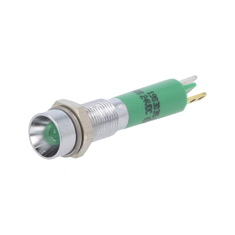 Lampă LED Control Verde 24VDC Ø6mm Metal | Electronic-mag.ro | Componente Electronice