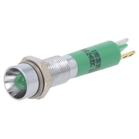 Lampă LED Control Verde 24VDC Ø6mm Metal | Electronic-mag.ro | Componente Electronice