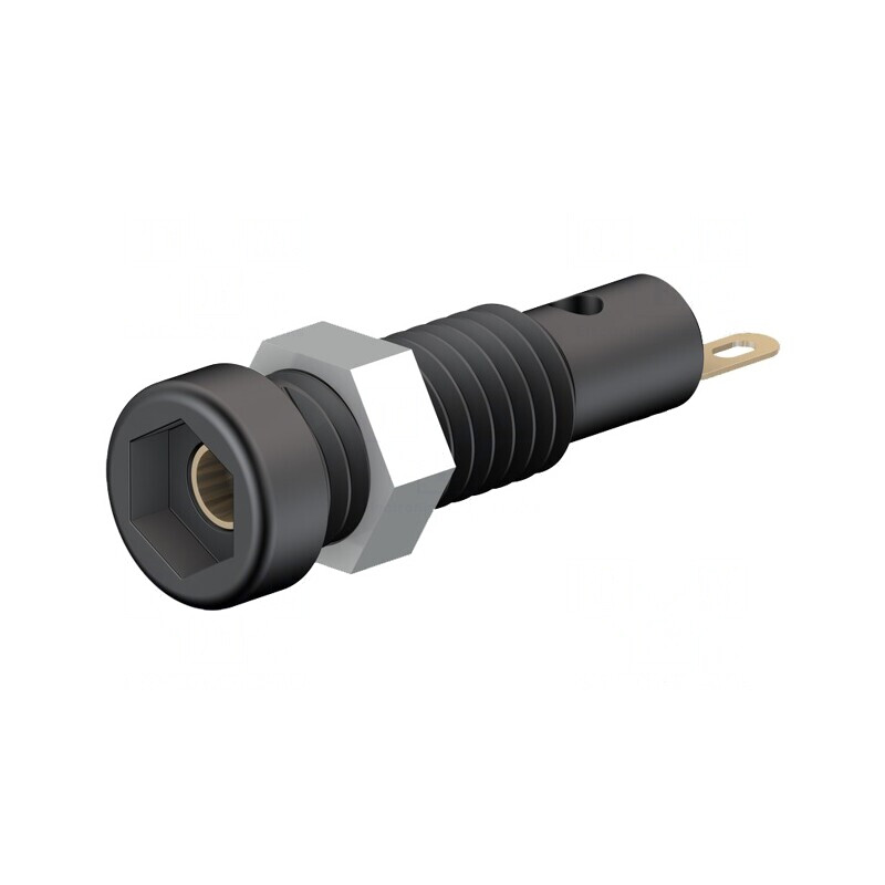 Soclu banană 2mm 10A neagră 60VDC pe panou | Electronic-mag.ro | Componente Electronice