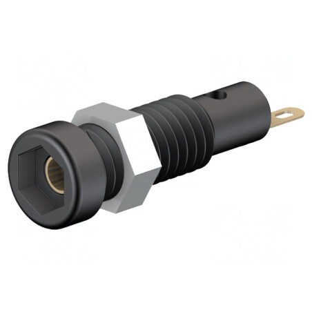 Soclu banană 2mm 10A neagră 60VDC pe panou | Electronic-mag.ro | Componente Electronice