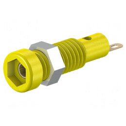 Soclu banană 2mm 10A galbenă panou 60VDC | Electronic-mag.ro | Componente Electronice