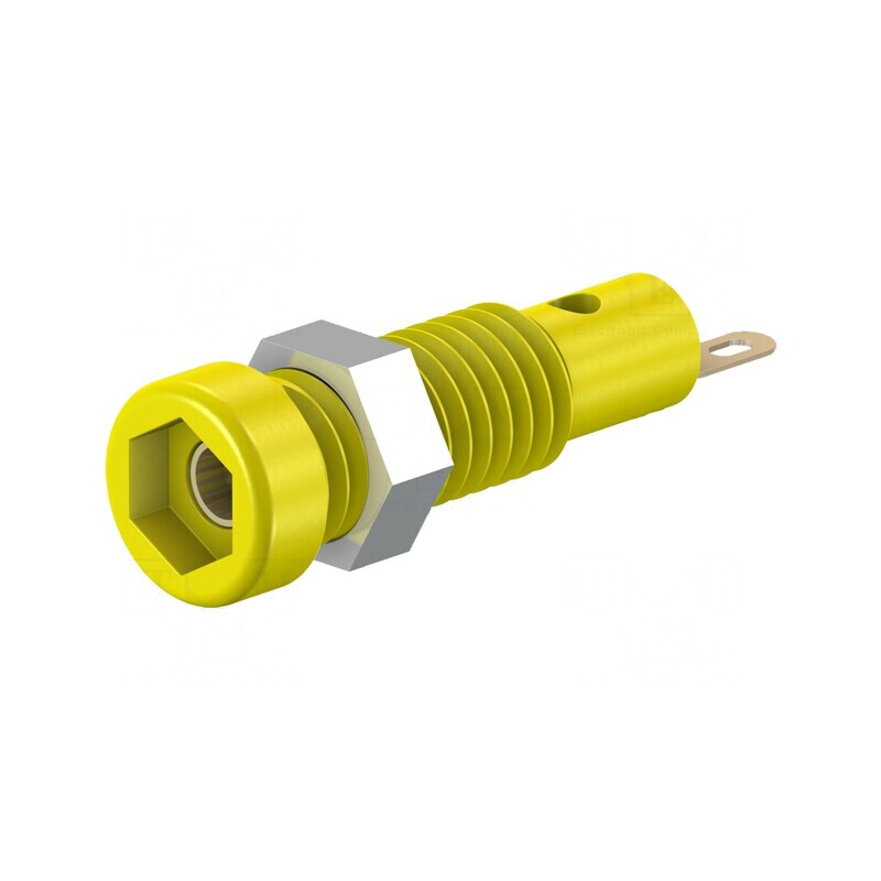 Soclu banană 2mm 10A galbenă panou 60VDC | Electronic-mag.ro | Componente Electronice