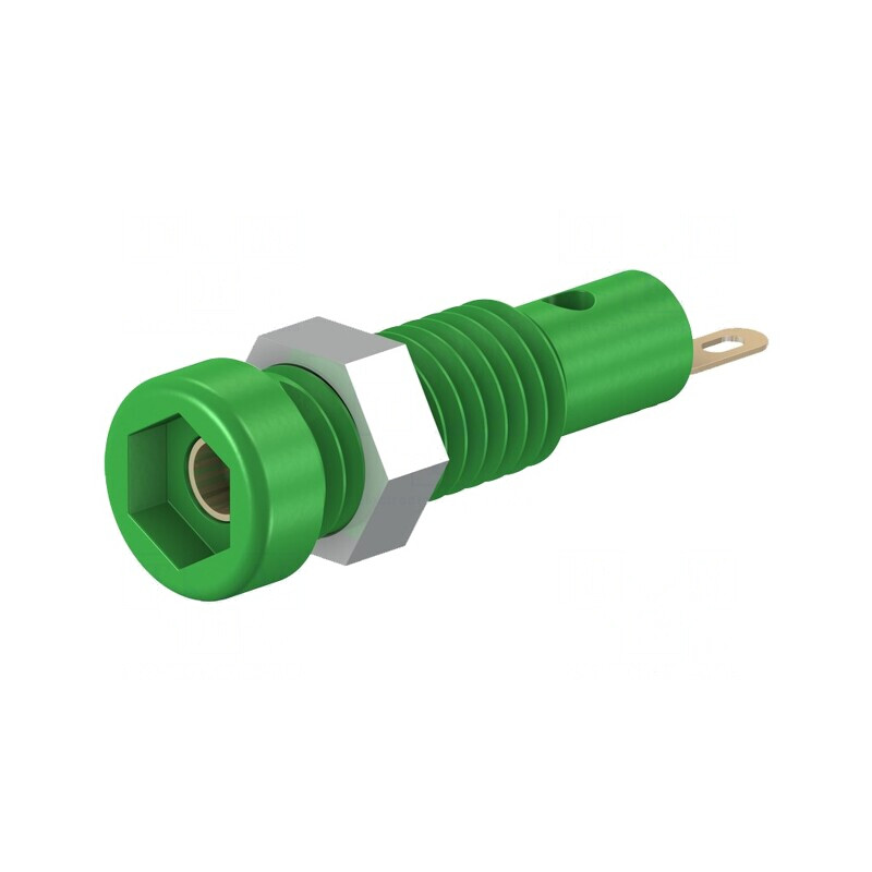 Soclu banană verde 2mm 10A 60VDC pe panou | Electronic-mag.ro | Componente Electronice