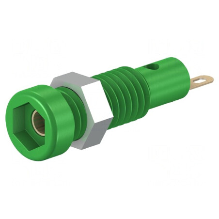 Soclu banană verde 2mm 10A 60VDC pe panou | Electronic-mag.ro | Componente Electronice
