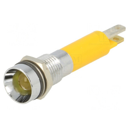 Lampă LED concavă galbenă 24VDC Ø8mm IP67 metalică | Electronic-mag.ro | Componente Electronice