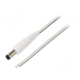 Cablu Alb 2x0,35mm2 cu Mufă DC 5,5/1,7 0,5m | Electronic-mag.ro | Componente Electronice
