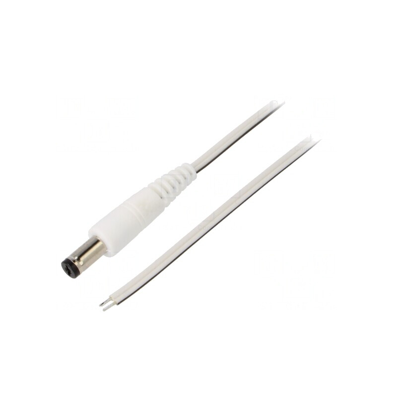 Cablu Alb 2x0,35mm2 cu Mufă DC 5,5/1,7 0,5m | Electronic-mag.ro | Componente Electronice