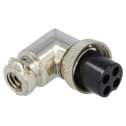 Mufă microfon 4 pini unghi 90° pe cablu | Electronic-mag.ro | Componente Electronice