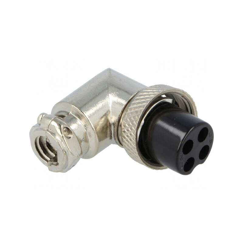 Mufă microfon 4 pini unghi 90° pe cablu | Electronic-mag.ro | Componente Electronice
