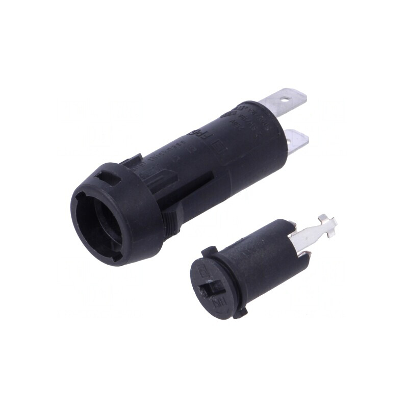Clemă siguranţe cilindrice 10A neagră 250VAC | Electronic-mag.ro | Componente Electronice