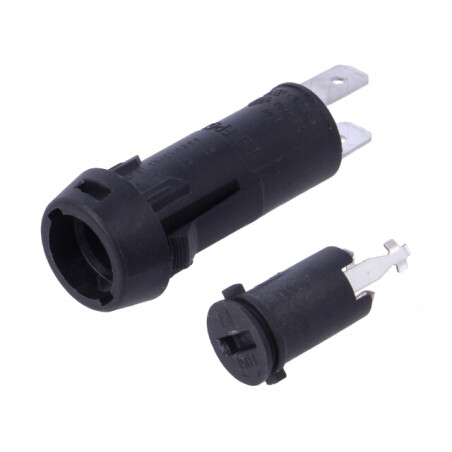Clemă siguranţe cilindrice 10A neagră 250VAC | Electronic-mag.ro | Componente Electronice