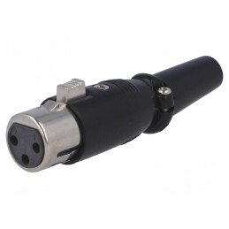Mufă XLR 3-Pin Mamă pe Cablu Aurit | Electronic-mag.ro | Componente Electronice