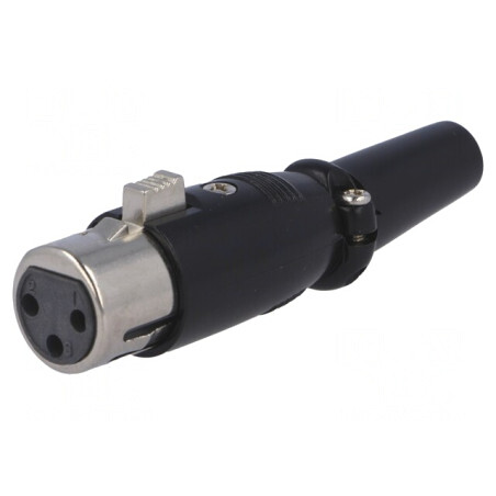 Mufă XLR 3-Pin Mamă pe Cablu Aurit | Electronic-mag.ro | Componente Electronice