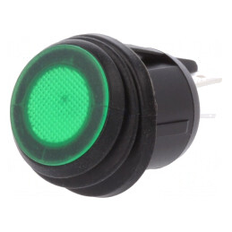 Comutator Balansier Verde LED 12V IP65 20A/12VDC | Electronic-mag.ro | Componente Electronice