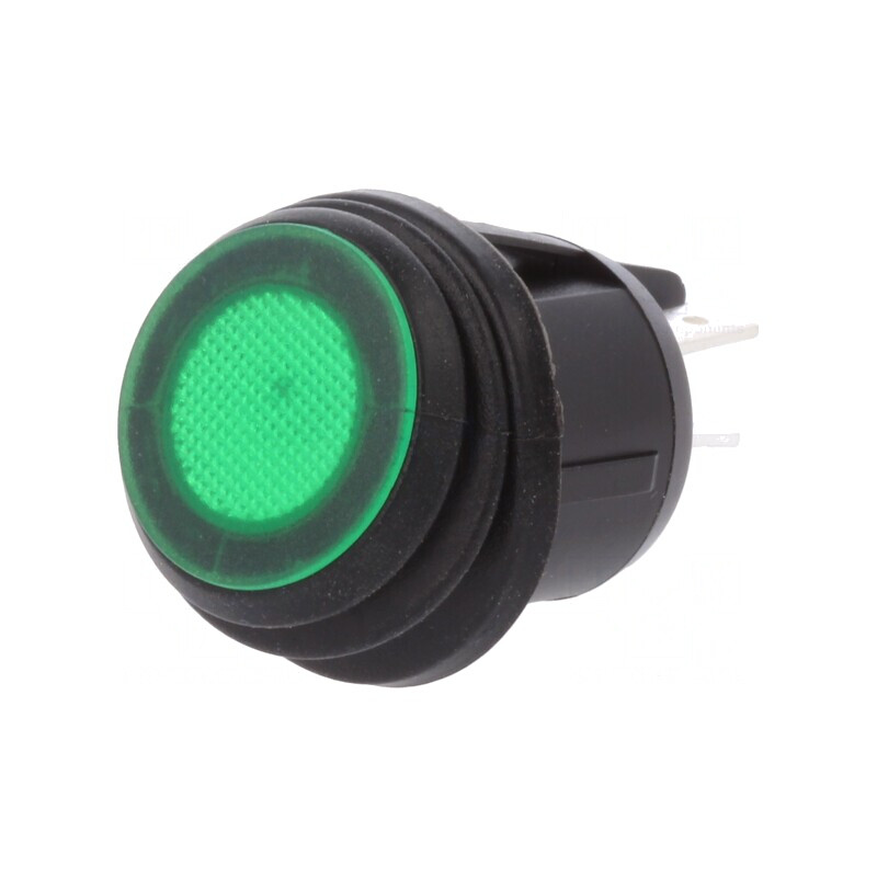 Comutator Balansier Verde LED 12V IP65 20A/12VDC | Electronic-mag.ro | Componente Electronice