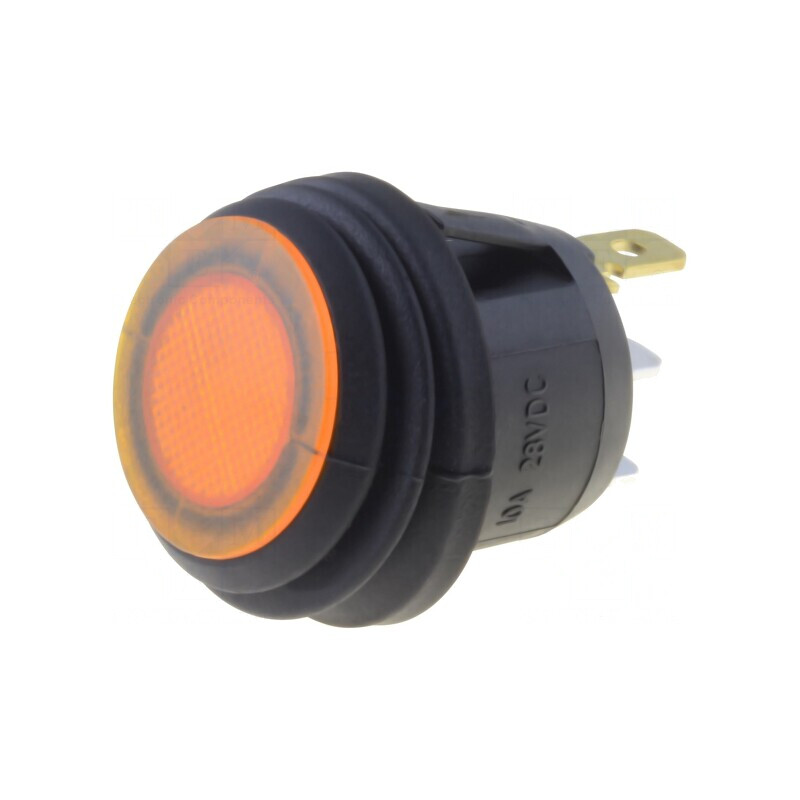 Comutator Rocker ON-OFF 10A/24VDC cu LED Galben IP65 | Electronic-mag.ro | Componente Electronice