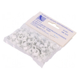 Cleme albe pentru cablu rotund 6mm, 100 bucăți | Electronic-mag.ro | Componente Electronice