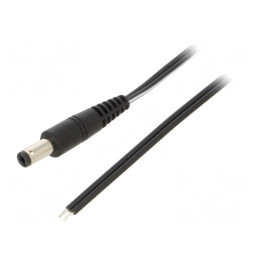 Cablu Alimentare DC 5,5/2,1 Negru 0,5m | Electronic-mag.ro | Componente Electronice