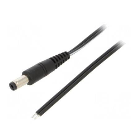 Cablu Alimentare DC 5,5/2,1 Negru 0,5m | Electronic-mag.ro | Componente Electronice