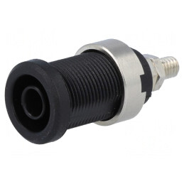 Soclu Banană 4mm 36A Negru Nichelat cu Izolație | Electronic-mag.ro | Componente Electronice