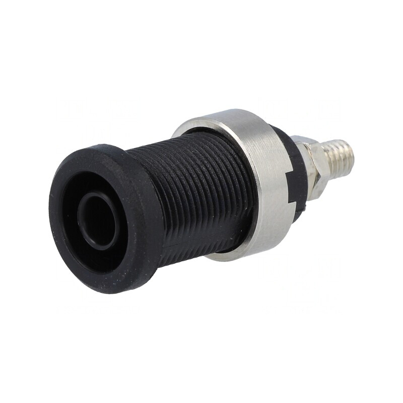 Soclu Banană 4mm 36A Negru Nichelat cu Izolație | Electronic-mag.ro | Componente Electronice