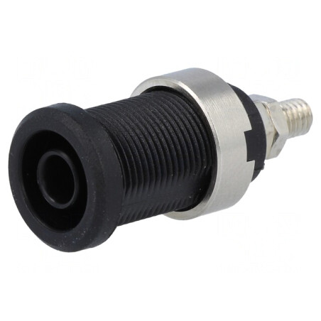 Soclu Banană 4mm 36A Negru Nichelat cu Izolație | Electronic-mag.ro | Componente Electronice