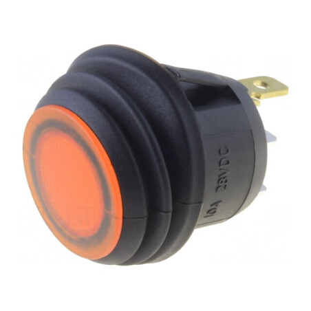 Întrerupător Rocker SPST Galben cu LED IP65 10A 28VDC | Electronic-mag.ro | Componente Electronice