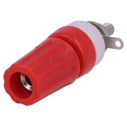 Soclu banană 4mm roșu nichelat pe panou 15A 250VDC | Electronic-mag.ro | Componente Electronice