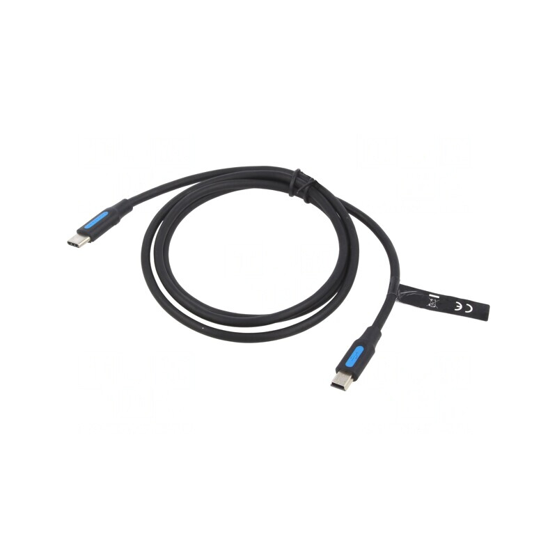 Cablu USB 2.0 USB B mini la USB C 1m Negru | Electronic-mag.ro | Componente Electronice