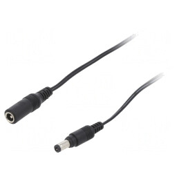 Cablu Alimentare DC 5,5/2,1 mm Negru 2x0,5mm2 | Electronic-mag.ro | Componente Electronice