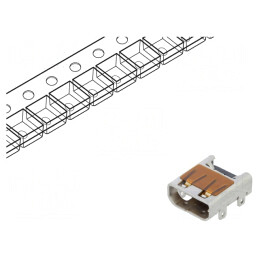 Conector HDMI Soclu 19 PIN Aurit 90° SMT