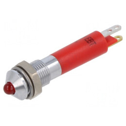 Lampa LED Roșie de Control 24VDC Ø6mm Metal | Electronic-mag.ro | Componente Electronice