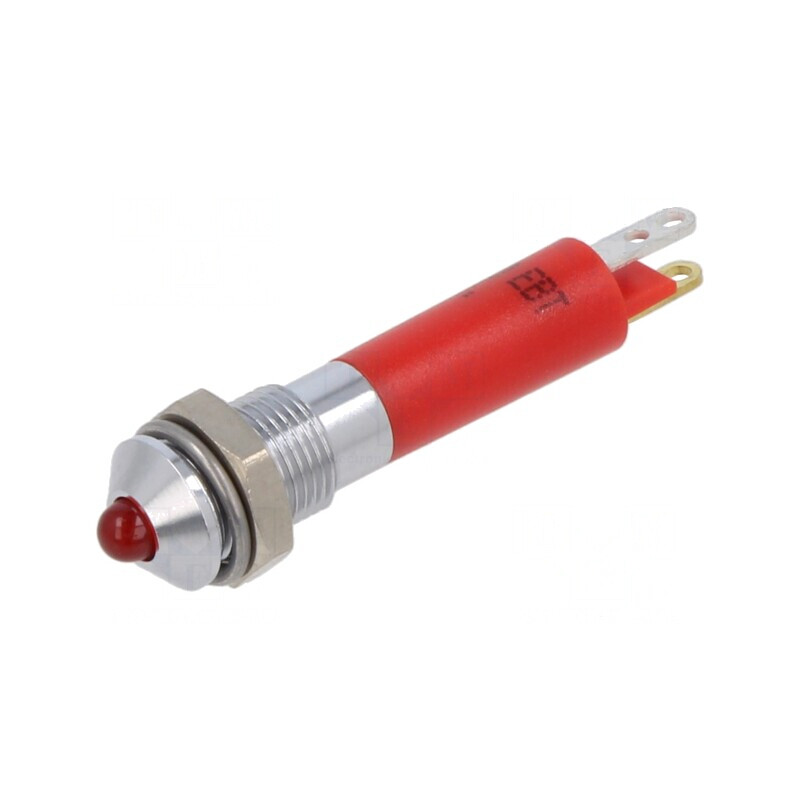 Lampa LED Roșie de Control 24VDC Ø6mm Metal | Electronic-mag.ro | Componente Electronice