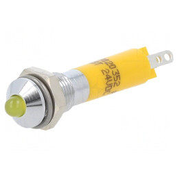 Lampă de control LED galbenă 24V Ø6mm metalică | Electronic-mag.ro | Componente Electronice