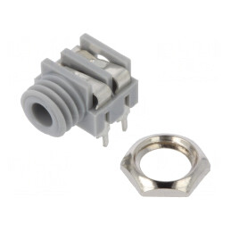 Soclu Jack 3,5mm Mono 2 Pini 90° Gri THT | Electronic-mag.ro | Componente Electronice