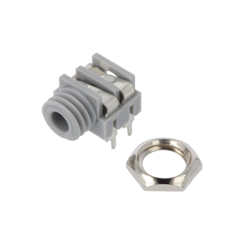 Soclu Jack 3,5mm Mono 2 Pini 90° Gri THT | Electronic-mag.ro | Componente Electronice