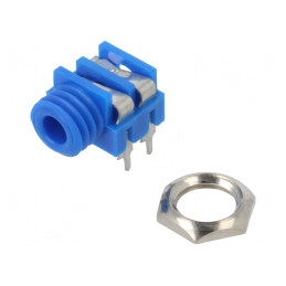 Soclu Jack 3,5mm Mono Albastru 90° THT | Electronic-mag.ro | Componente Electronice