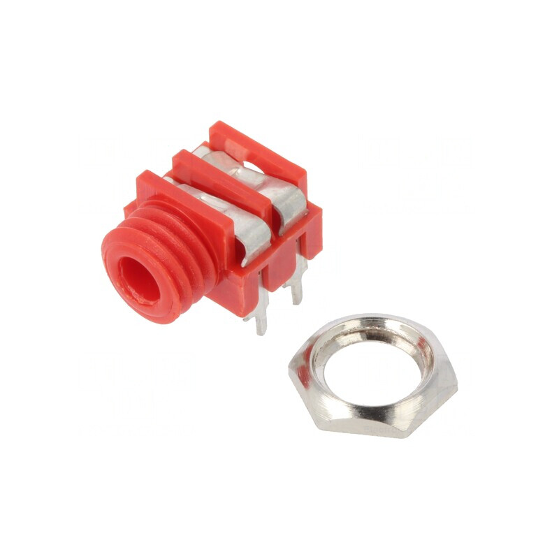 Soclu Jack 3,5mm Mono 90° THT Roșu | Electronic-mag.ro | Componente Electronice